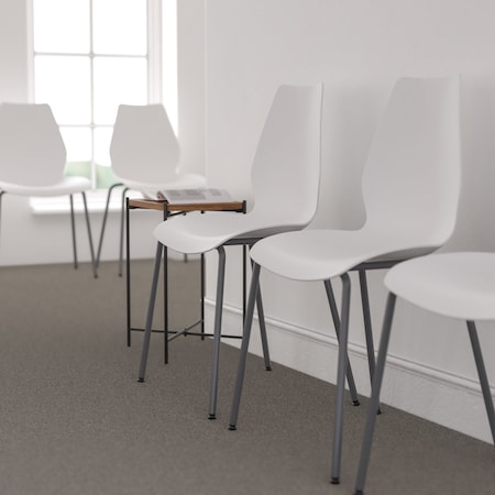 Flash Furniture White Plastic Stack Chair, PK5 5-RUT-288-WHITE-GG