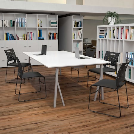 Flash Furniture Black Plastic Stack Chair, PK5 5-RUT-2-BK-GG