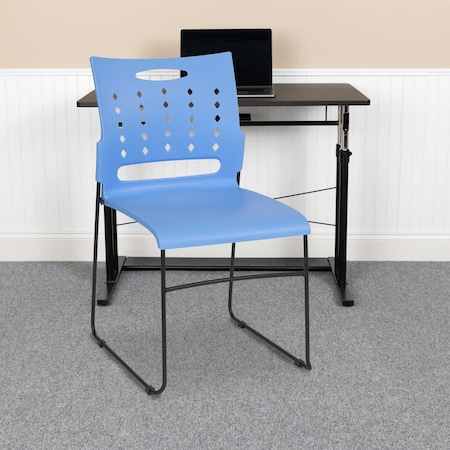Flash Furniture Blue Plastic Stack Chair, PK5 5-RUT-2-BL-GG