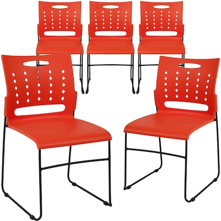 Flash Furniture Orange Plastic Stack Chair, PK5 5-RUT-2-OR-GG