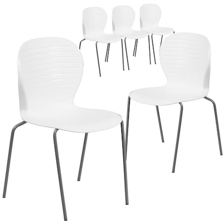 Flash Furniture HERCULES Series 551 lb. Capacity White Stack Chair, PK5 5-RUT-3-WH-GG