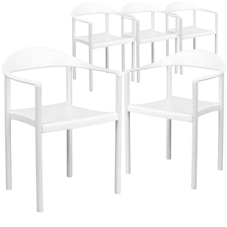 Flash Furniture HERCULES Series 1000 lb. Capacity White Plastic Cafe Stack Chair, PK5 5-RUT-418-WH-GG