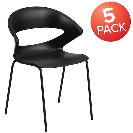 Flash Furniture HERCULES Series 440 lb. Capacity Black Stack Chair, PK5 5-RUT-4-BK-GG