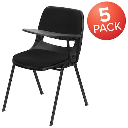 Flash Furniture Black Plastic Tablet Arm Chair, PK5 5-RUT-EO1-01-PAD-LTAB-GG