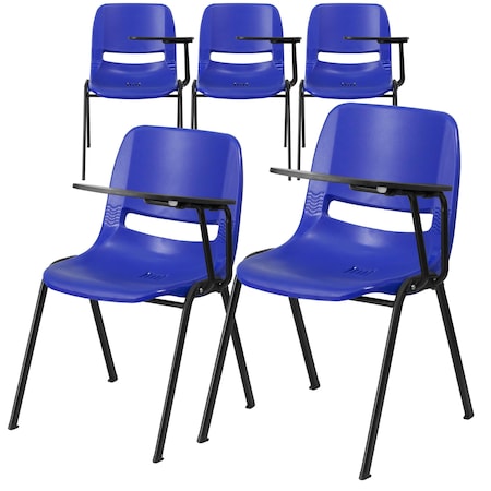 Flash Furniture Blue Ergonomic Shell Chair with Left Handed Flip-Up Tablet Arm, PK5 5-RUT-EO1-BL-LTAB-GG