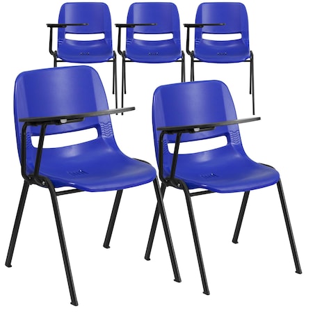 Flash Furniture Blue Ergonomic Shell Chair with Right Handed Flip-Up Tablet Arm, PK5 5-RUT-EO1-BL-RTAB-GG