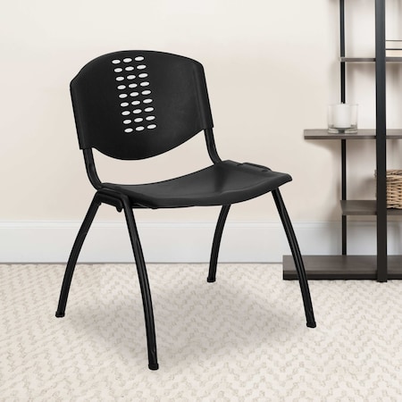 Flash Furniture Black Plastic Stack Chair, PK5 5-RUT-NF01A-BK-GG