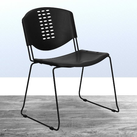 Flash Furniture Black Plastic Stack Chair, PK5 5-RUT-NF02-BK-GG