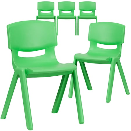 Flash Furniture Green Plastic Stackable School Chair with 13.25" Seat Height, PK5 5-YU-YCX-004-GREEN-GG