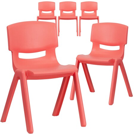 Flash Furniture Red Plastic Stackable School Chair with 13.25" Seat Height, PK5 5-YU-YCX-004-RED-GG