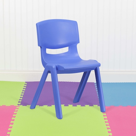 Flash Furniture Blue Plastic Stackable School Chair with 15.5" Seat Height, PK5 5-YU-YCX-005-BLUE-GG