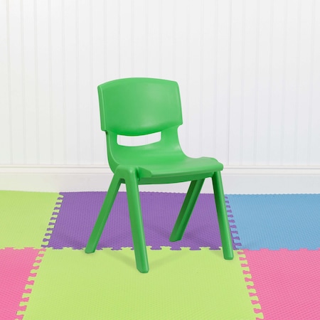Flash Furniture Green Plastic Stackable School Chair with 15.5" Seat Height, PK5 5-YU-YCX-005-GREEN-GG