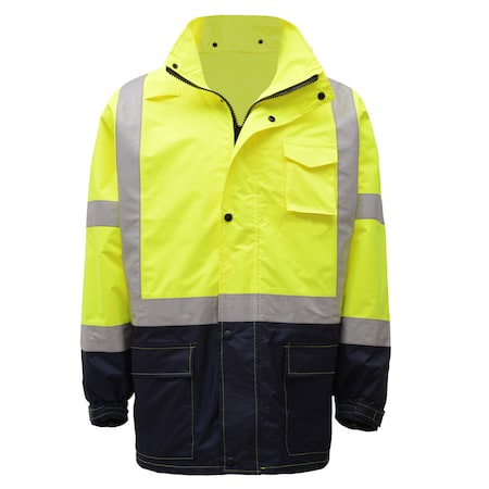 Gss Safety Hi-Vis Rain Jacket, 150D Oxford, Class 3 Yellow/Black, 4XL/5XL 6003-4XL/5XL