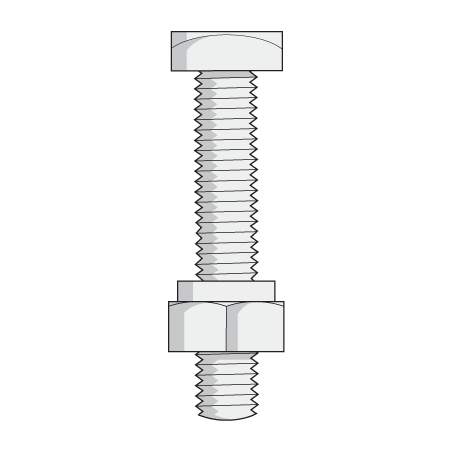 Quickcable Bolt/Nut Tin Plated 3/8", 16 X 2, PK10 6019-010