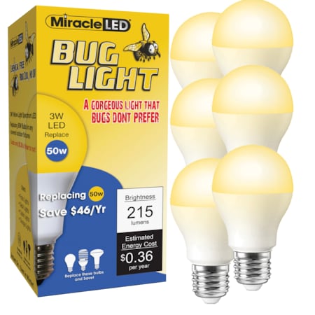 Miracle Led 3W Low Profile LED Bug Light Amber Glow Replace 50W, PK6 602179