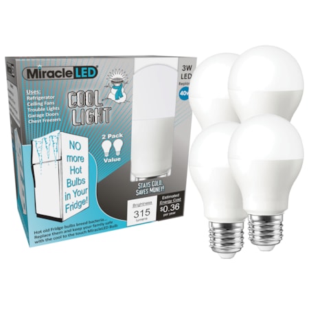 Miracle Led Refrigerator and Freezer Light Energy Saver LED Bulb Cool White, PK4 602184