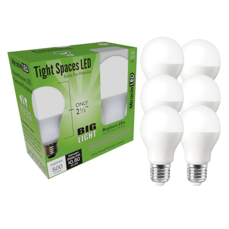 Miracle Led Tight Spaces LED Bulb for Small Areas, Cool White Replace 60W, PK6 602188