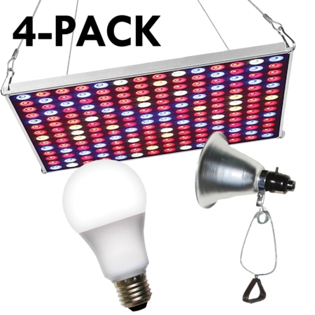 Miracle Led LED Grow Panel & Clamp On LED Full Spectrum Grow Light Kit 12, PK4 602228