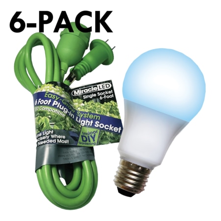 Miracle Led Single Socket Grow Light Cord System & LED Blue Grow Light 12 Pcs Kit, PK6 602249