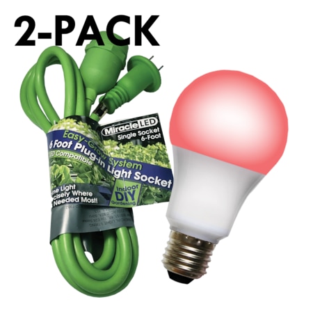 Miracle Led Single Socket Grow Light Cord System & LED Red Grow Light 4 Pcs Kit, PK2 602251