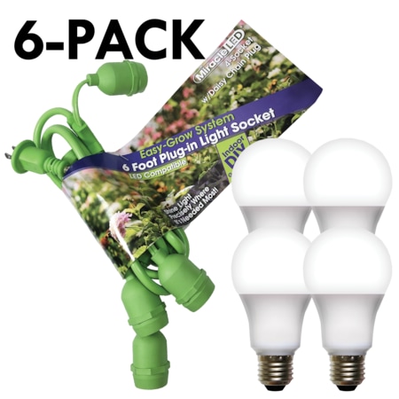 Miracle Led LED Grow Light Cord System 4 Socket & LED White Grow Light Kit 30 Pcs Kit, PK6 602261
