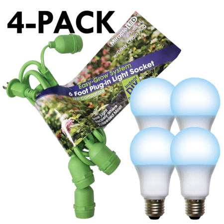 MIRACLE LED LED Grow Light Cord System 4 Socket & LED Blue Grow Kit Light 20 Pcs Kit 602264