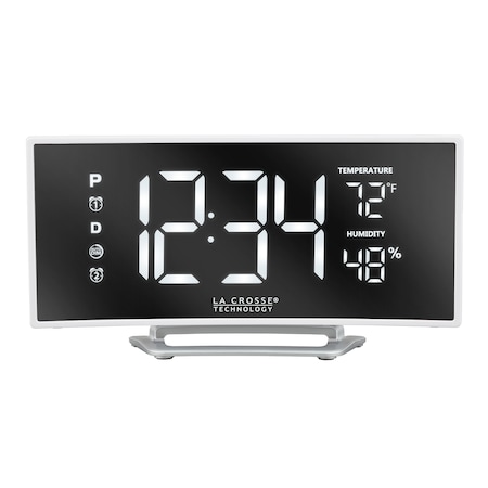La Crosse Technology Crv Mirror LED Alarm Clock, Temp, USB Port 602-249
