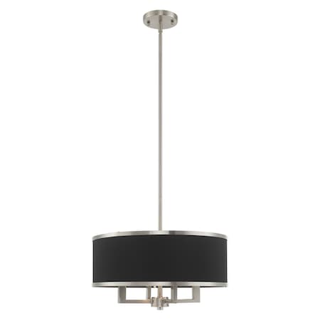 Livex Lighting Park Ridge 4 Light Brushed Nickel Pendant Chandelier 60404-91