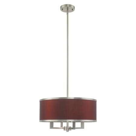 Livex Lighting Park Ridge 4 Light Brushed Nickel Pendant Chandelier 60414-91