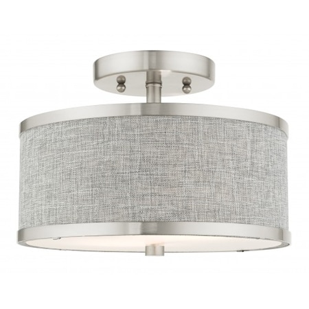 Livex Lighting Brushed Nickel Semi Flush, 2 Light 60421-91