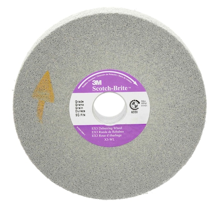 Scotch-Brite Deburring Wheel, 12"x 3/8" x 5", 9S FIN X3-WL 215