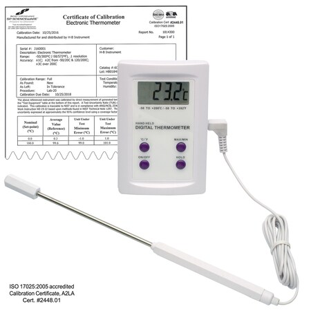 Bel-Art Products Electronic Thermometer -50/200 Deg. C 60900-0400