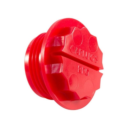 Caplugs Threaded Plug, Red, High Density Polyethylene 1000 PK RPO-124 99192469