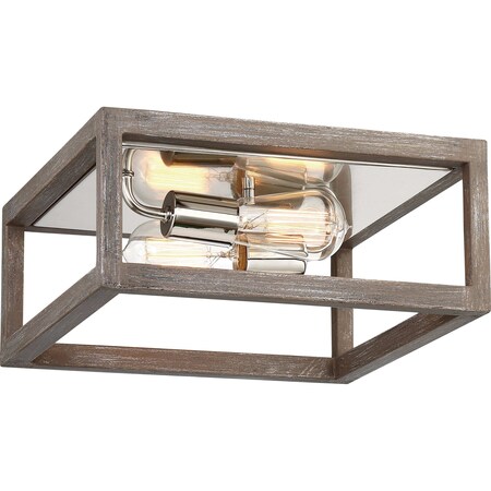 Nuvo Lighting Bliss 2-Light 60W Incandescent Flush Fixture, Driftwood / Polished Nickel Accents Finish 60/6482