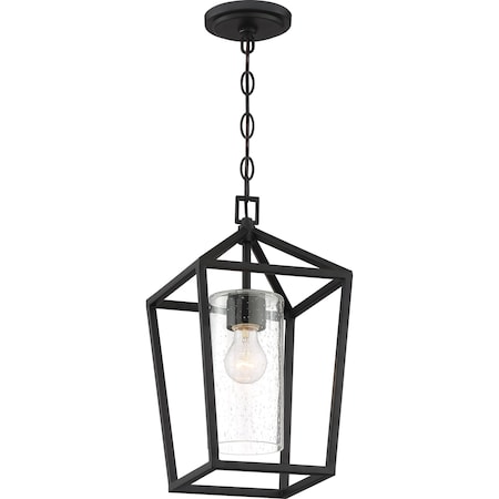 Nuvo Hopewell - 1-Light - Hanging Lantern - Matte Black Finish with Clear Seeded Glass 60/6594