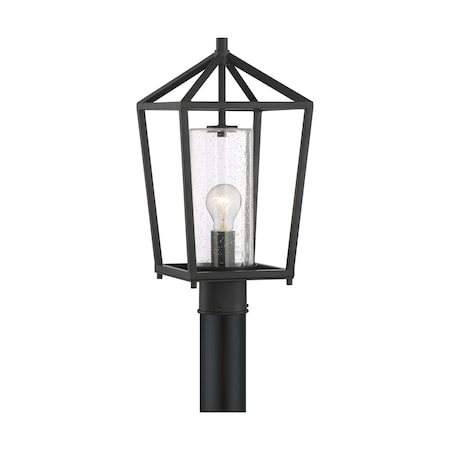 Nuvo Hopewell - 1-Light - Post Lantern - Matte Black Finish with Clear Seeded Glass 60/6595