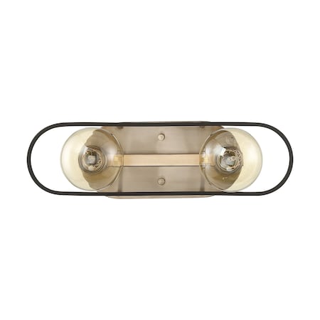 Nuvo Chassis 2-Light Vanity - Copper Brushed Brass Finish with Matte Black Frame 60/6652