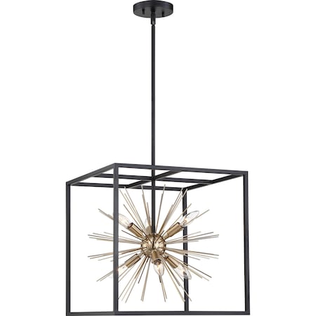 Nuvo Spirefly 6-Light Pendant Fixture - Matte Black and Burnished Brass Finish 60/6730