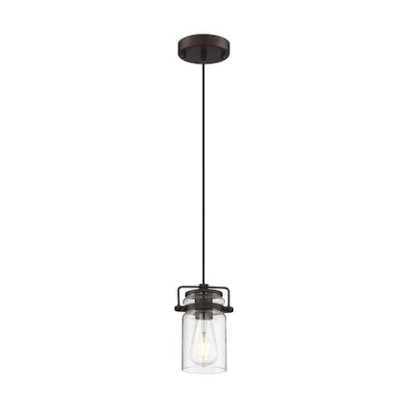 Nuvo Antebellum 1-Light Mini Pendant Fixture - Mahogany Bronze Finish with Clear Glass 60/6731