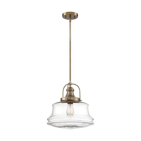 Nuvo Basel 1-Light Pendant Fixture - Burnished Brass Finish with Clear Glass 60/6757