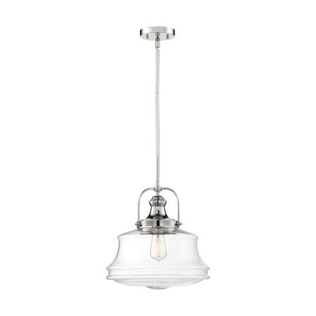 Nuvo Basel 1-Light Pendant Fixture - Polished Nickel Finish with Clear Glass 60/6758