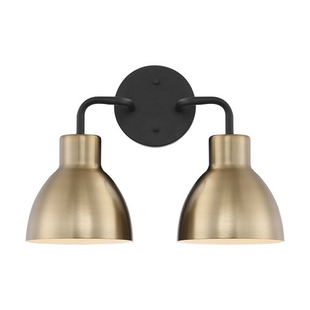 Nuvo Sloan 2-Light Vanity - Matte Black and Burnished Brass Finish 60/6792