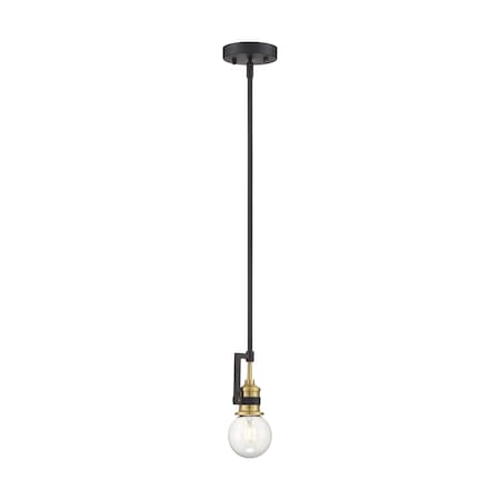 Nuvo Intention 1-Light Mini Pendant Fixture - Warm Brass and Black Finish 60/6975