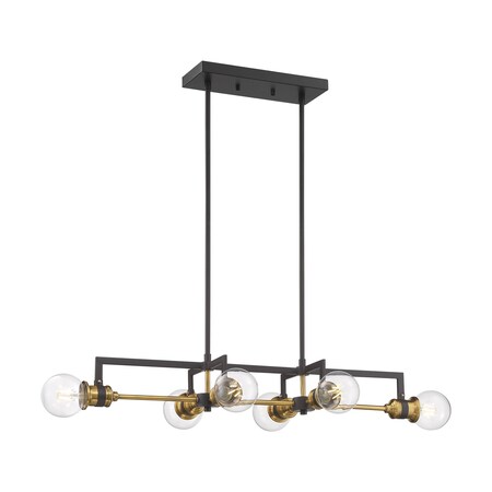 Nuvo Intention 6-Light Island Pendant Fixture - Warm Brass and Black Finish 60/6977