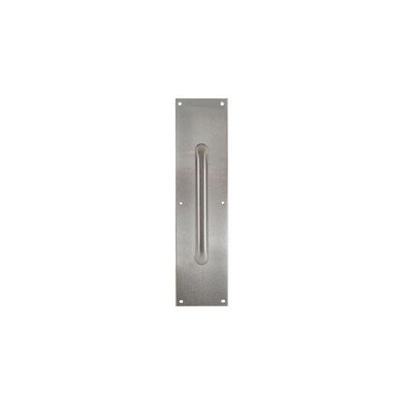 Trimco Square Corner Pull Plate with 8" 1195 Pull Satin Chrome 3-1/2"x15" 1018-2.626