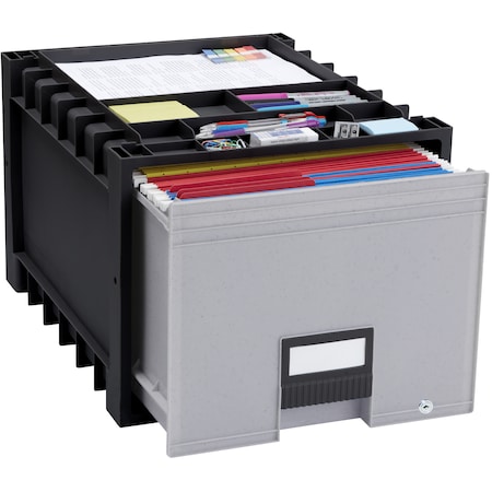 Storex Plastic Archive Storage Box, w/Lock 61178U01C