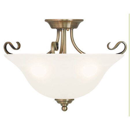Livex Lighting Coronado 3 Light Antique Brass Ceiling Mount 6130-01