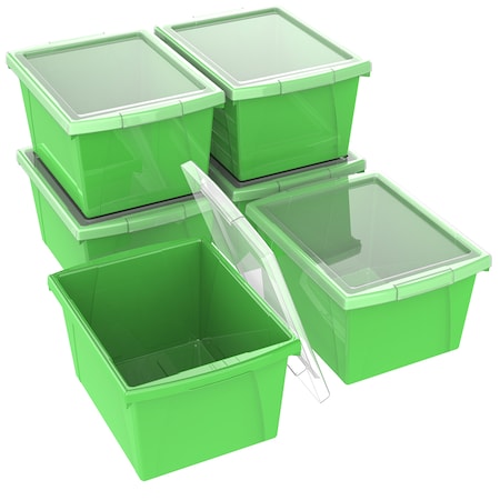 Storex Storage Bin, Green, 6 PK 61408U06C