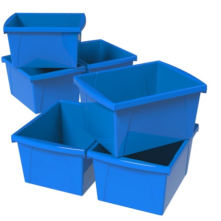 Storex Storage Bin, Blue, 6 PK 61451U06C