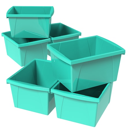 Storex Storage Bin, Teal, 6 PK 61477U06C